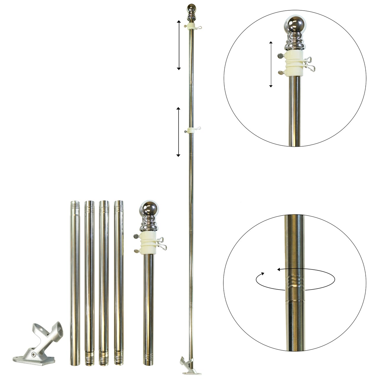 In the Breeze 6-foot 5-Section Grommet Flag Pole and Bracket, Flag Accessory, 3709